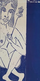 1961 Halle Bros. Cleveland Student Scholastic Art Entry Linoleum Block Print by Ellen Sasser