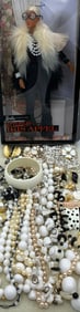 Iris Apfel styled BARBIE Doll and 28 pc Classic White and Black Costume Jewelry Collection