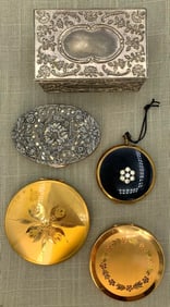 5 pc Vintage Makeup Compact and Jewel Box Collection