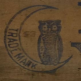 Antique Owl and Crescent Moon MAGIC YEAST Wooden Dovetailed Crate