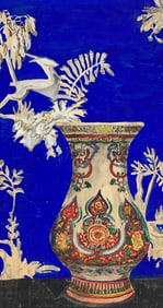 Mid Century Student Art Oriental Watercolor Painting