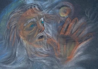 Mystical Mid Century Halle Bros. Co. Student Artwork Scholastic Entry Art Chalk Drawing