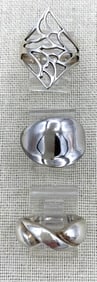 17 pc Sterling Silver and Gleaming Silver Metal Costume Jewelry Collection