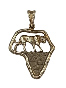9k Gold African Big Cat 4.3 Gram Openwork Necklace Pendant
