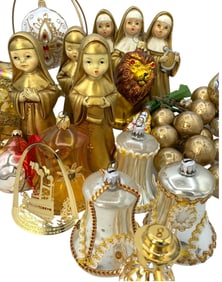 20 pc Vintage Golden Christmas Holiday Decorations and Ornaments