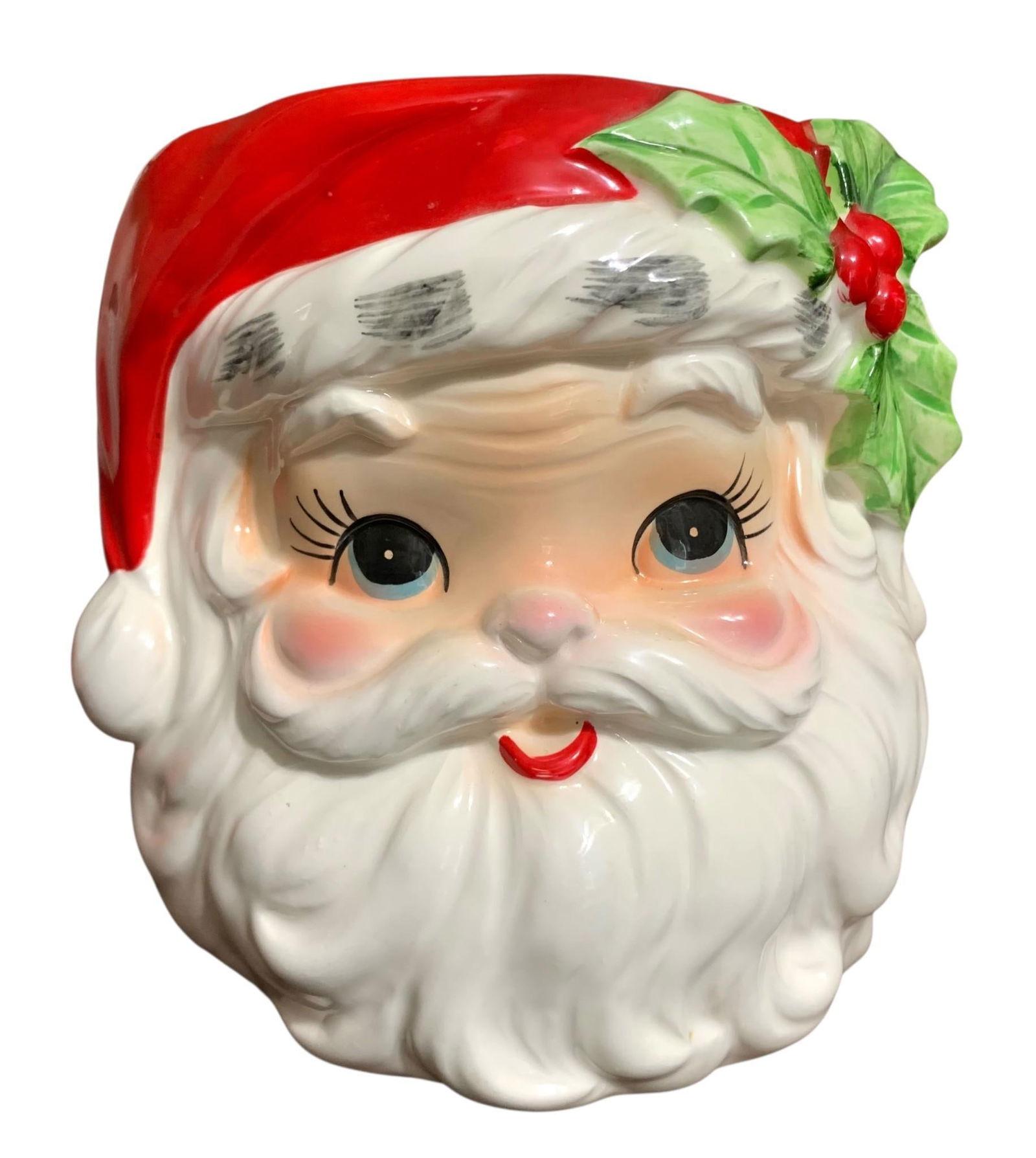 Mid Century RELPO Japan Large Ceramic Santa Head Christmas Candy Bowl, Cookie Jar, Vase (1 of 6)