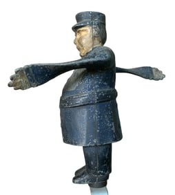 Rare 1920s Automobile Whirly Gig Spinning Arm Policeman Car Radiator Cap Ornament