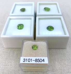 5 pc Faceted Large Carat Chinese Peridot Lime Green Unmounted Jewelers Gemstone Collection