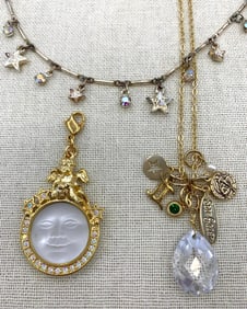 3 pc Kirks Folly Mystical Seaview Moon and Stars Necklaces and Pendant Costume Jewelry Collection