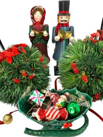 14 pc Vintage Christmas Decorations and Glass Ornament Collection