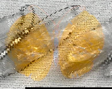 18 pc Autumnal Sterling, Copper, Bakelite, Polished Natural Stone and Glass Jewelry Collection: 925 hallmark on the natural stone winged butterfly brooch, KRAMER openwork bakelite clip on earrings, Mid Century copper screw backs, Tigers eye bolo with metallic cord, tigers eye tipped acorn clip o