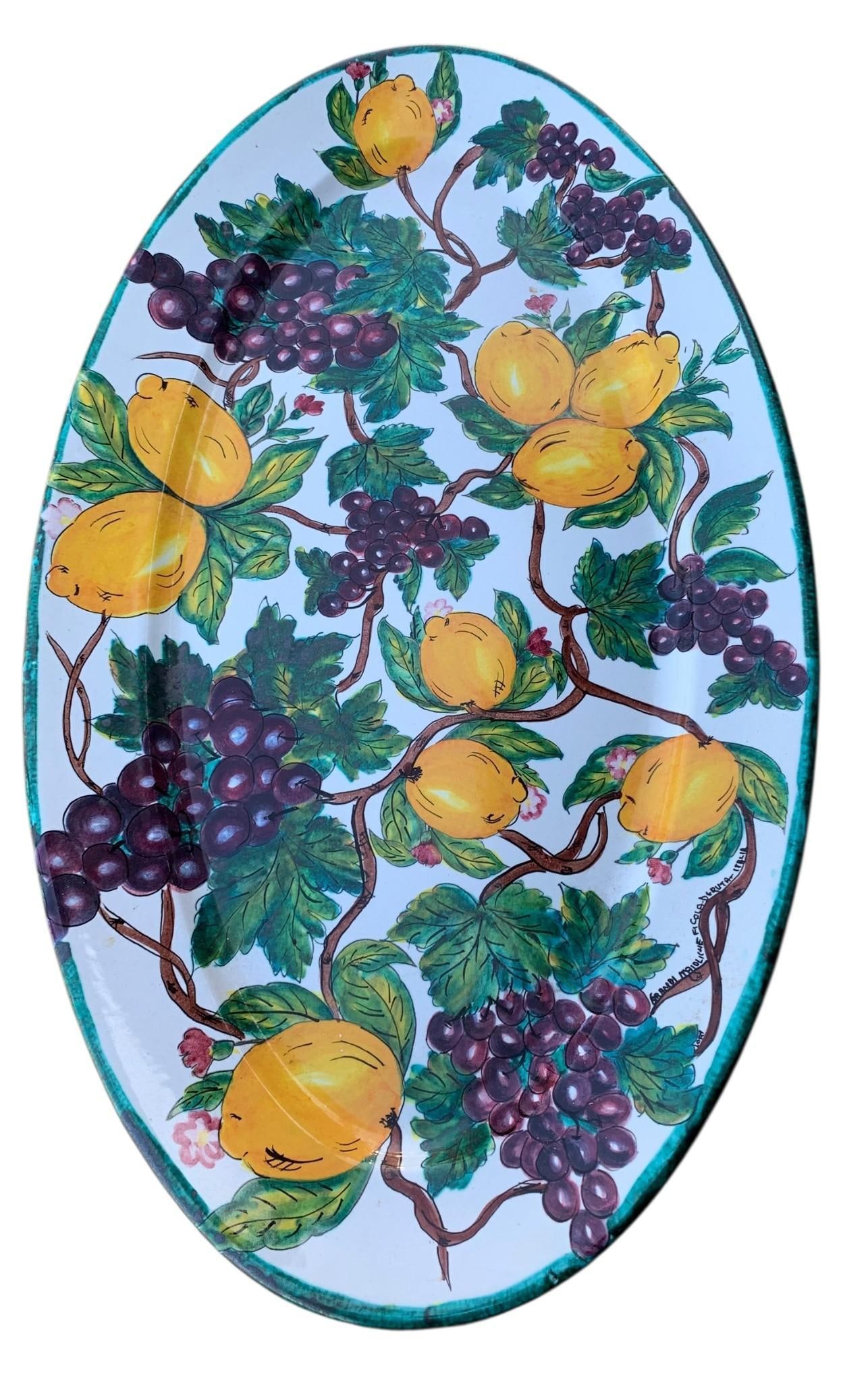 HUGE Vintage Italian Pottery Lemon and Grape Serving Platter (1 of 9)