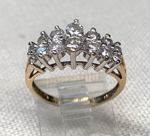 14k Yellow Gold MAGIC-GLO Radiant Diamond Cluster Ring