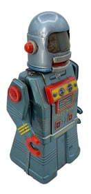 1960s Working Tin Litho Mechanical Walking Yonezawa JAPAN Wind Up Space Man Toy