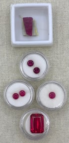 7 pc Ruby and Garnet Unmounted Jewelers Gemstone Collection