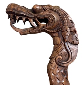 Balinese Dragon and Hooked Beak Bird Vintage Men's Walking Sticks, 2 pc Gentleman's Cane Set