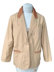 1970s S.B. II by Bitterman Hong Kong Made Leather Trimmed Blazer, Ladies Jacket