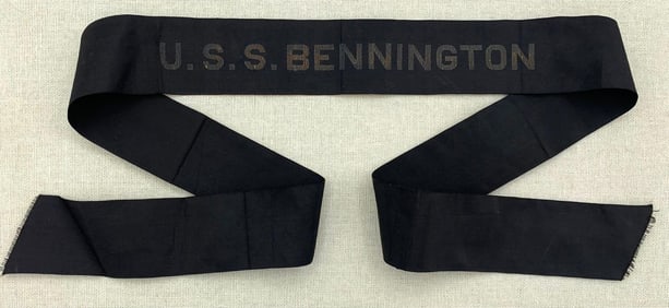 WWII US Military U.S.S. Bennington Naval Shipman Navy Cap Tally