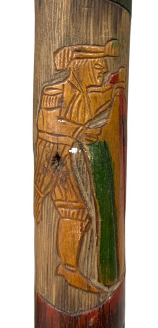 Hand Carved Mexican Folk Art Walking Stick, Eagle and Bullfighting Cane (1 of 7)