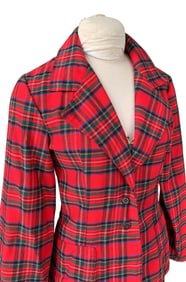 1970s Red Tartan Plaid RUMBLE SEATS Tailored Blazer Jacket