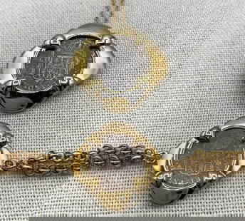 El Cazdor Shipwreck 1783 Spanish Coin 925 Pendant Necklace and Gold Vermeil Sterling Silver Bracelet: Both pieces hallmarked 925, 16" circumference for the necklace, 7 1/4" length for the bracelet, with working closures.