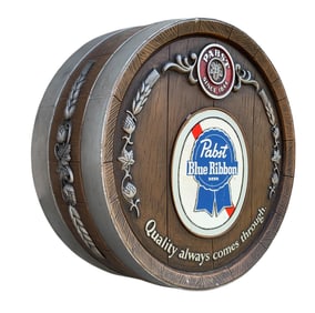 Mid Century PABST Blue Ribbon Beer Keg Beer Advertising Dimensional Bar Sign