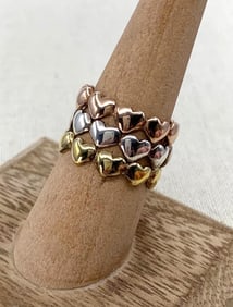 Trio 925 Milor Italy Stacking Tri Color Heart Rings