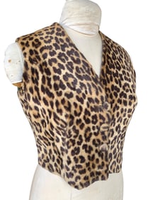 Mid Century Faux Cheetah Fur Vintage Cropped Vest