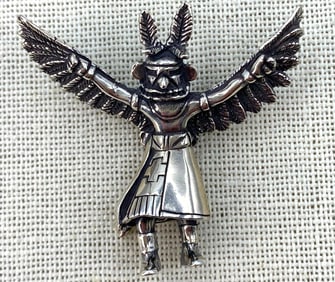 Relios Sterling Silver Native American Winged Kachina Dancer Carolyn Pollack 925 Necklace Pendant