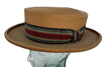 Antique W B Davis Co. Cleveland Ohio Men's Straw Boater Summer Hat