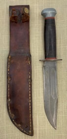Exceptional WWII PAL RH 36 Combat Fighting Fixed Blade Knife with Leather Sheath