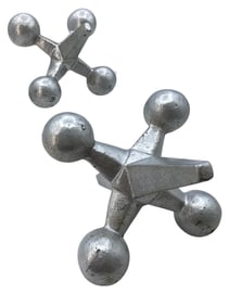 Pair Mid Century Modern Cast Iron Jacks Pop Art Table Sculptures