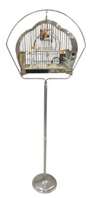 Art Deco Hendryx Bird Cage, Stand, Birdbath, Feeders and Accessories