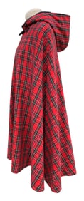 Fantastic Vintage Red Plaid Wool Hooded Cape