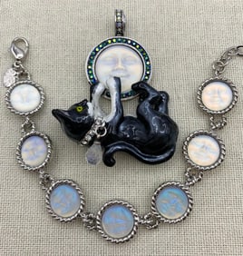 Kirks Folly Seaview Moon Cats Play Magnetic Necklace Enhancer and Seaview Moon Bracelet
