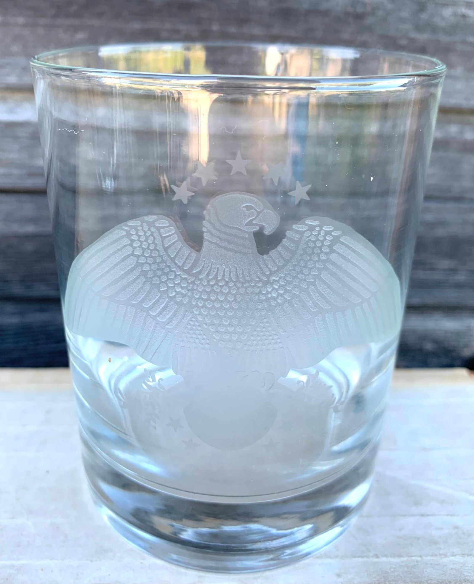 32 pc Freedom Eagle Etched Glass Vintage Barware Cocktail, Coffee, Clear Glass Set (1 of 12)