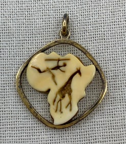 Sterling Silver Hand Carved African Hunt Scene Necklace Pendant