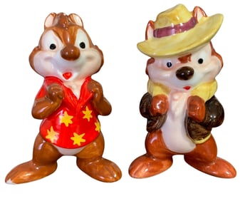 Pair Vintage Disney Chip n Dale Rescue Ranger Chipmunk Figurines