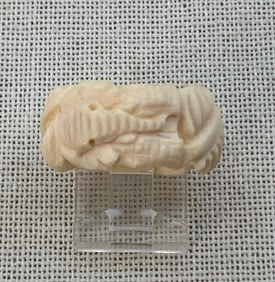 Hand Carved Foliage and Elephant Totem Ring