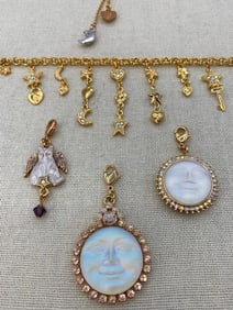 5 pc Kirks Folly Mystical Seaview Moon, Cat, Pendants and Necklace Collection