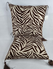 Pair of silk and suede Zebra print throw pillows lot of 2