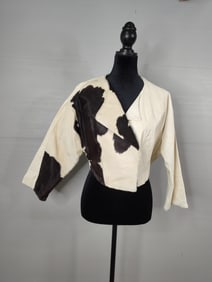 Designer made leather and cowhide long sleeved cropped blazer