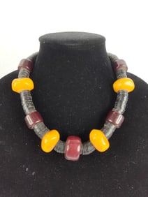 Handcrafted Native African Amber & Coconut Beaded Necklace