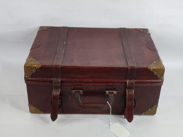 Faux Leather Train Luggage Trunk