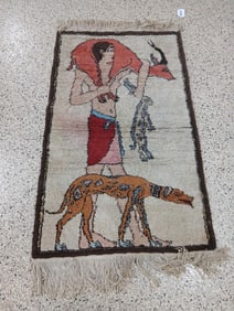 Fine early Hand woven Hunter Motif mat