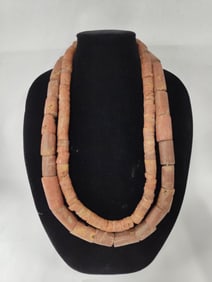West African hand cut pipestone/all natural material Trade Beads lot of 2 large strands