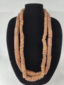 West African hand cut pipestone/all natural material Trade Beads lot of 2 large strands