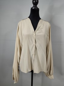 Valentino Missy Italy designer button up silk long sleeve blouse