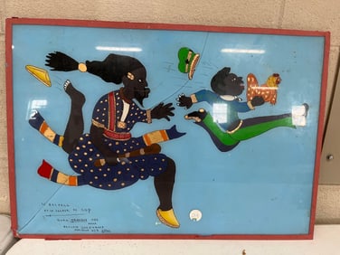 Original Le Bayfall Et Le Voleur Du Cop By Corneille Mangue fron Dakar Senegal Signed painting