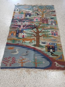 1930's Hand woven tapestry with Town scenery depicting life of that era